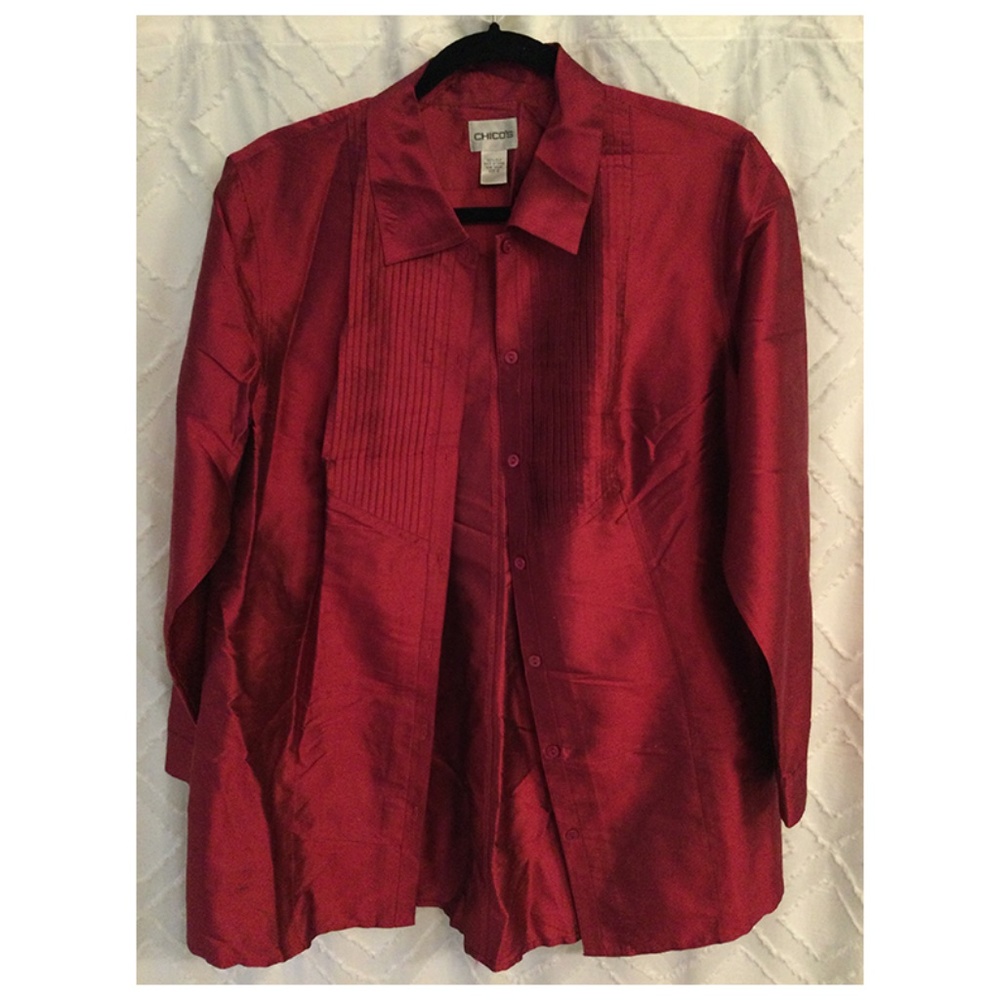 Chico's Cranberry Silk long blouse (size 2 / XL)